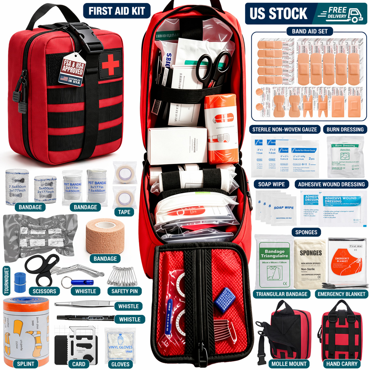 Emergency Trauma First Aid Kit – Tourniquet – Military Survival IFAK EMT Outdoor