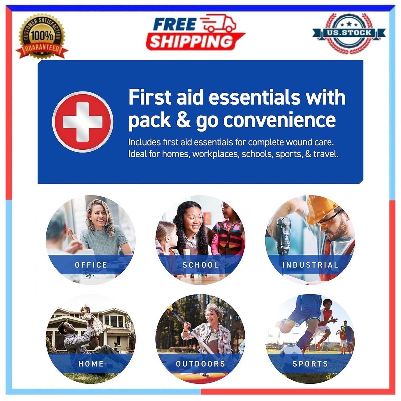 Care Science First Aid Kit 110 Pieces for Travel Work School Home