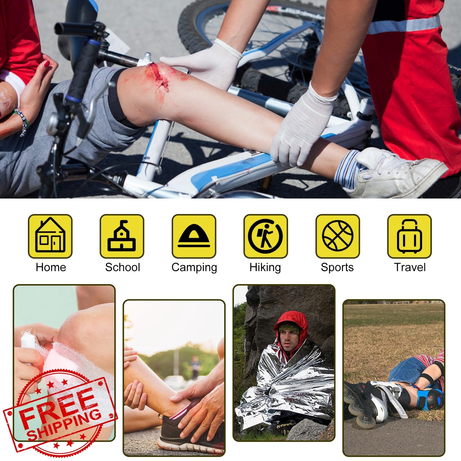 300Piece Small First Aid Kit Refill Yellow Camping Outdoor
