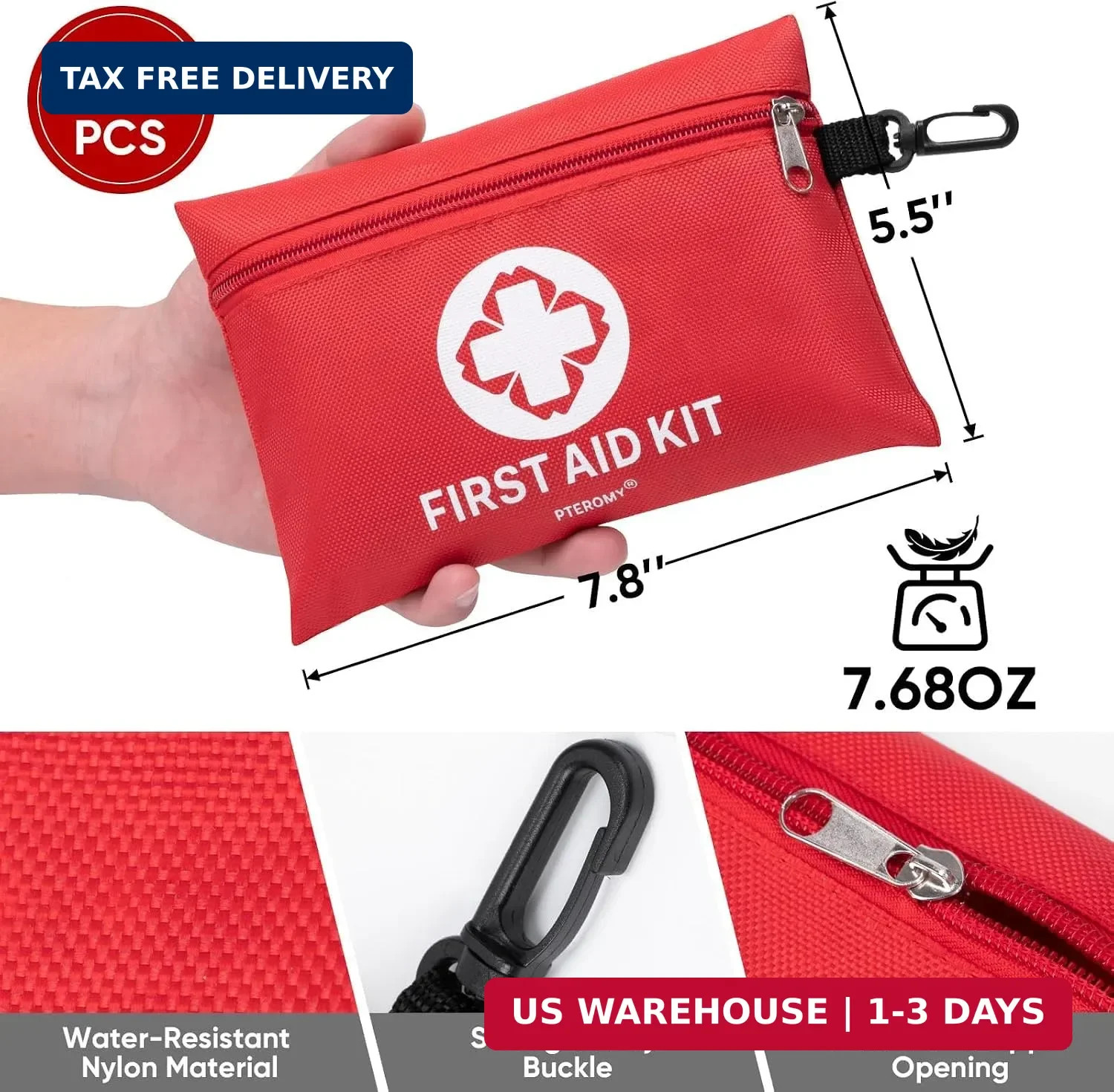 PTEROMY 150 Piece Mini First Aid Kit, Portable Small Emergency Kits Compact 1st