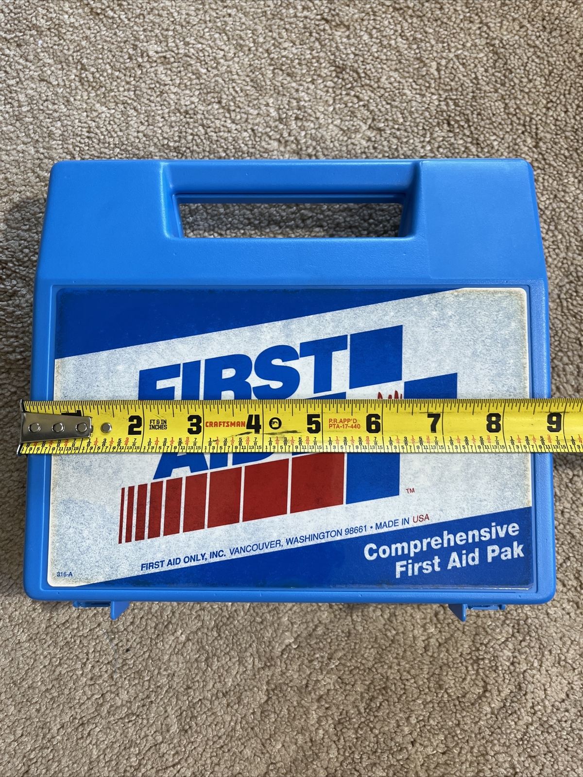 VINTAGE First Aid Only Inc 9” X 8” Comprehensive Pak Case BLUE * MADE IN THE USA