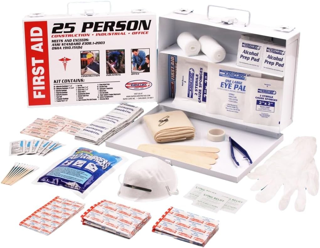 Rapid Care 25-Person First Aid Kit, OSHA ANSI 2003 Compliant, 166 Piece Workplac