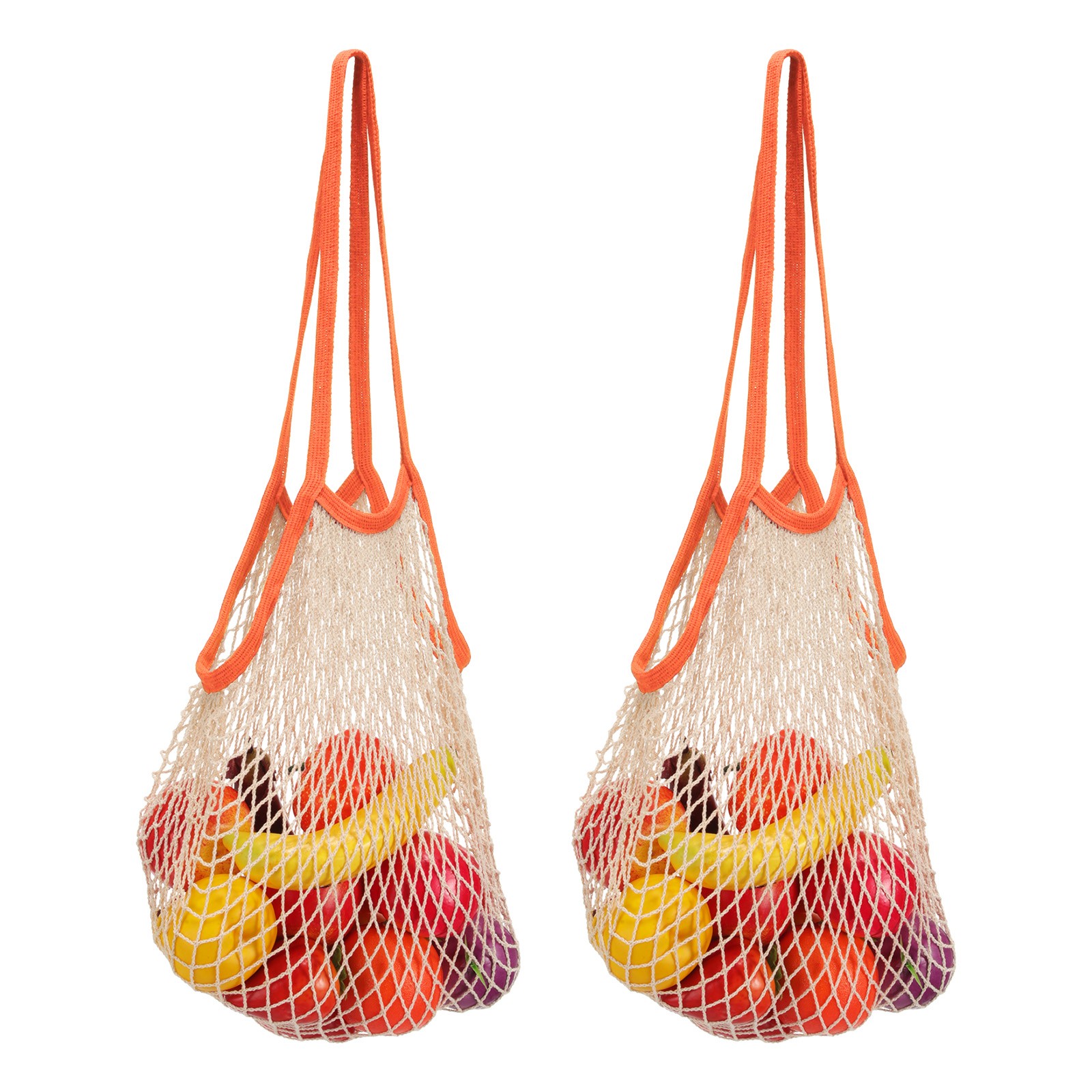 Reusable Mesh Produce Storage Bags Washable Portable Bag (Set of 2Pcs,Orange)