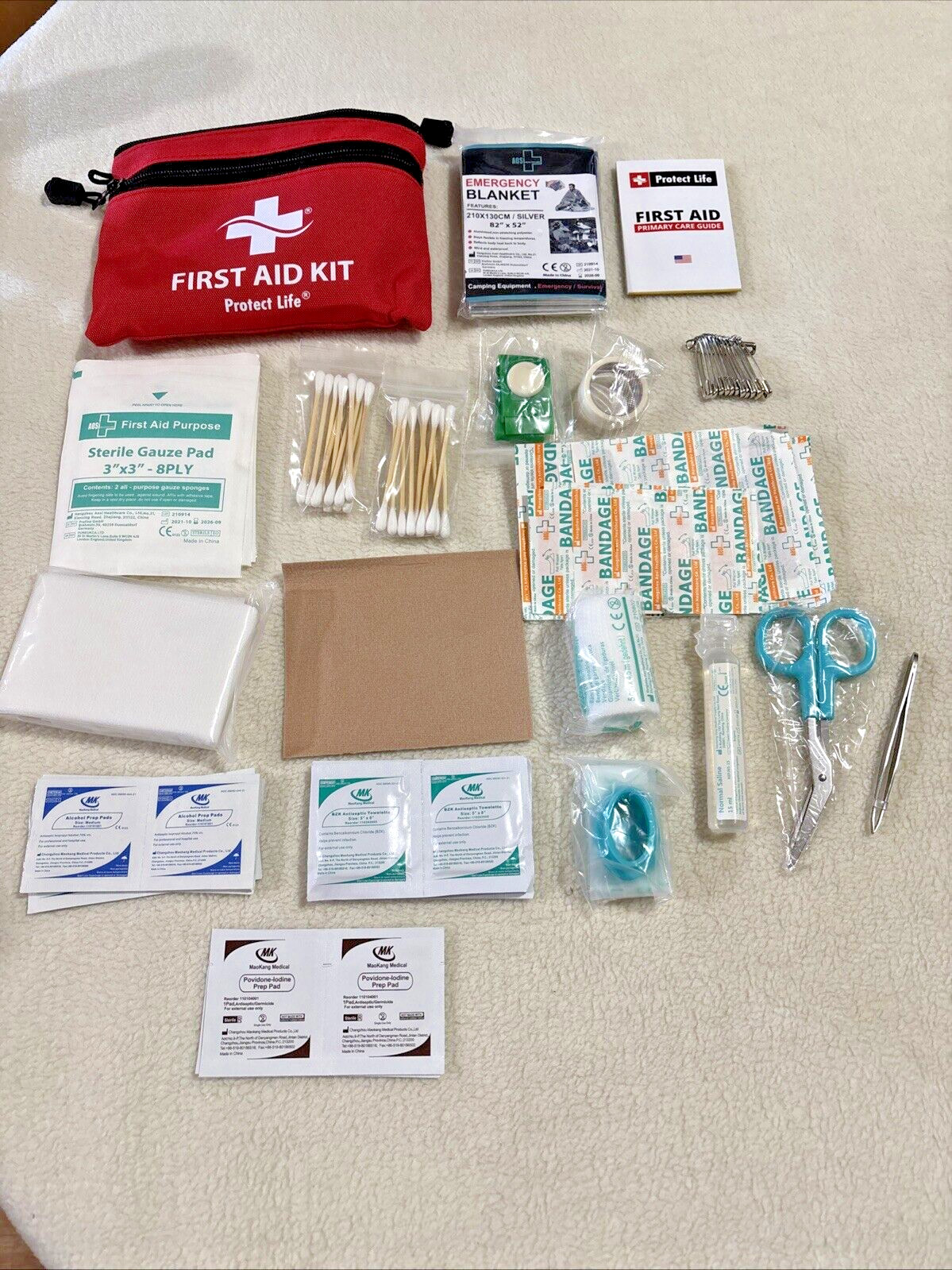 Protect Life First Aid Kit in Red Zipper Bag Expiration 11/2026 NIP