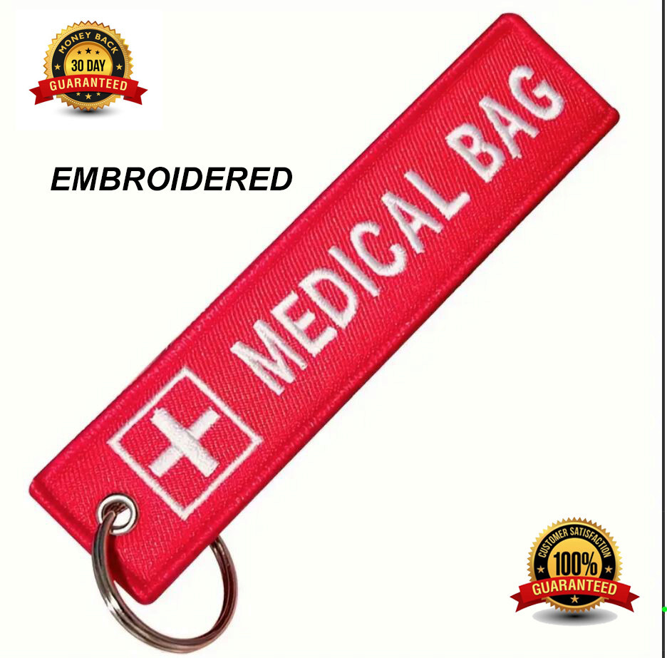 Medical Baggage BULK Tags EMBROIDERED 2 SIDES, Paramedic, EMT, Diabetes, CPAP