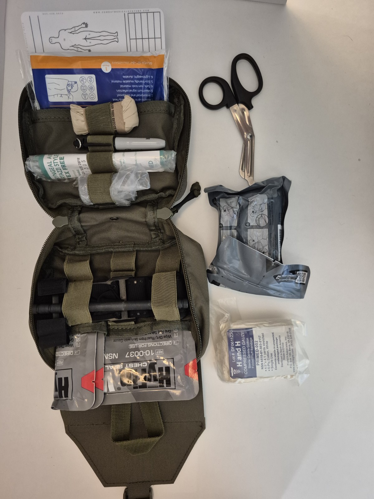 GREEN COLOR – Armor or Belt Sized IFAK Trauma Kit First Aide