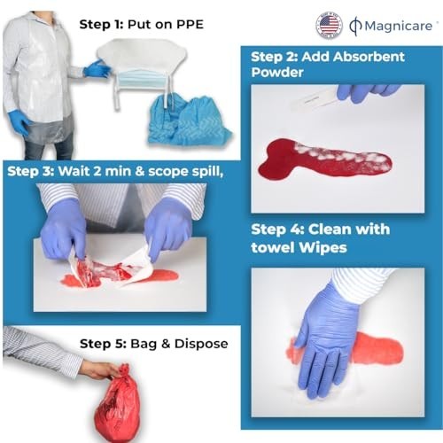 Bodily Fluid Clean Up Kit OSHA Compliant Spill Kit Gloves Mask Bag