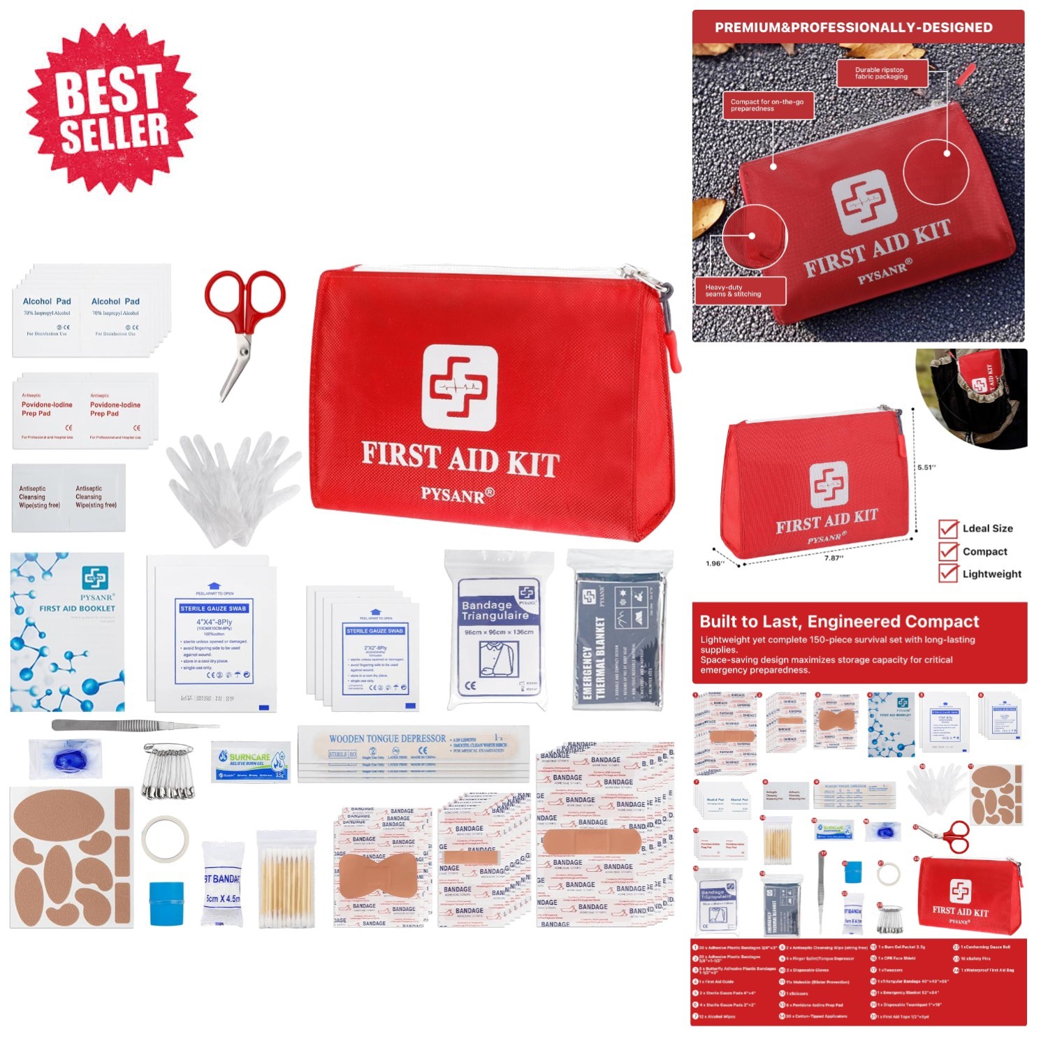 Ultimate Emergency First Aid Kit – 150 Pieces, Compact & Lightweight for Travel