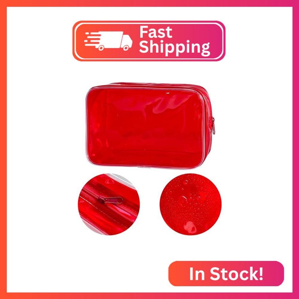 Neon Pouch Small, Makeup Bag, 7"x2.3"x4.7" Size TSA Approved Toiletry Bag, Clear