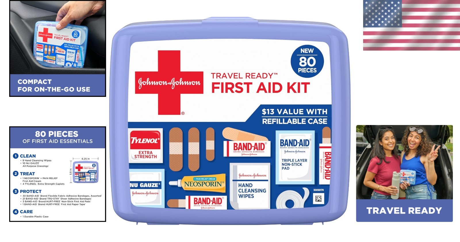 Comprehensive 80-Piece Portable First Aid Kit for Travel, Camping, and Home Use