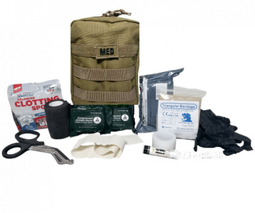 ELITE FIRST AID Tactical IFAK Kit STOCKED Survival Trauma GI Medic Set EDC TAN