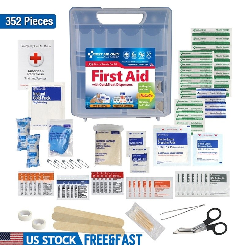 352 Piece Emergency First Aid Kit Portable Dispenser Home Office Travel Care New