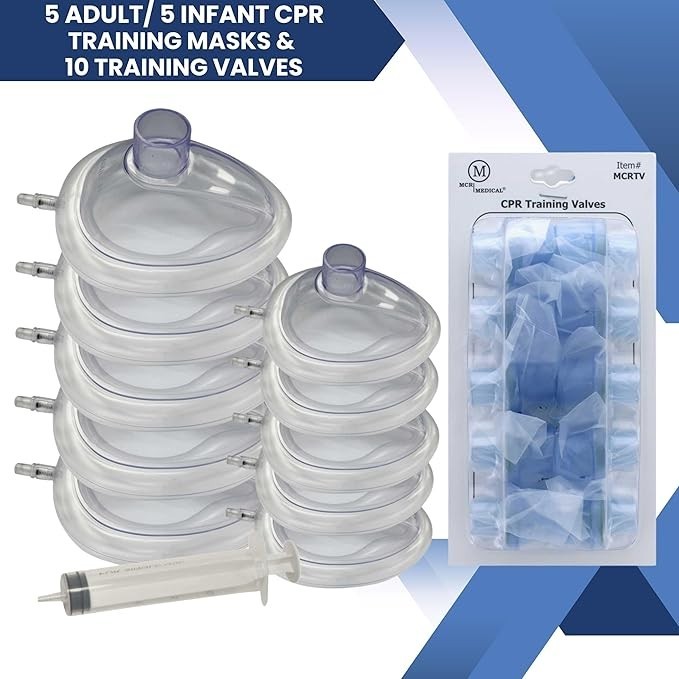 MCR Medical Combo Pack of CPR Training Masks, 5 Adult & 5 Infant with Valves