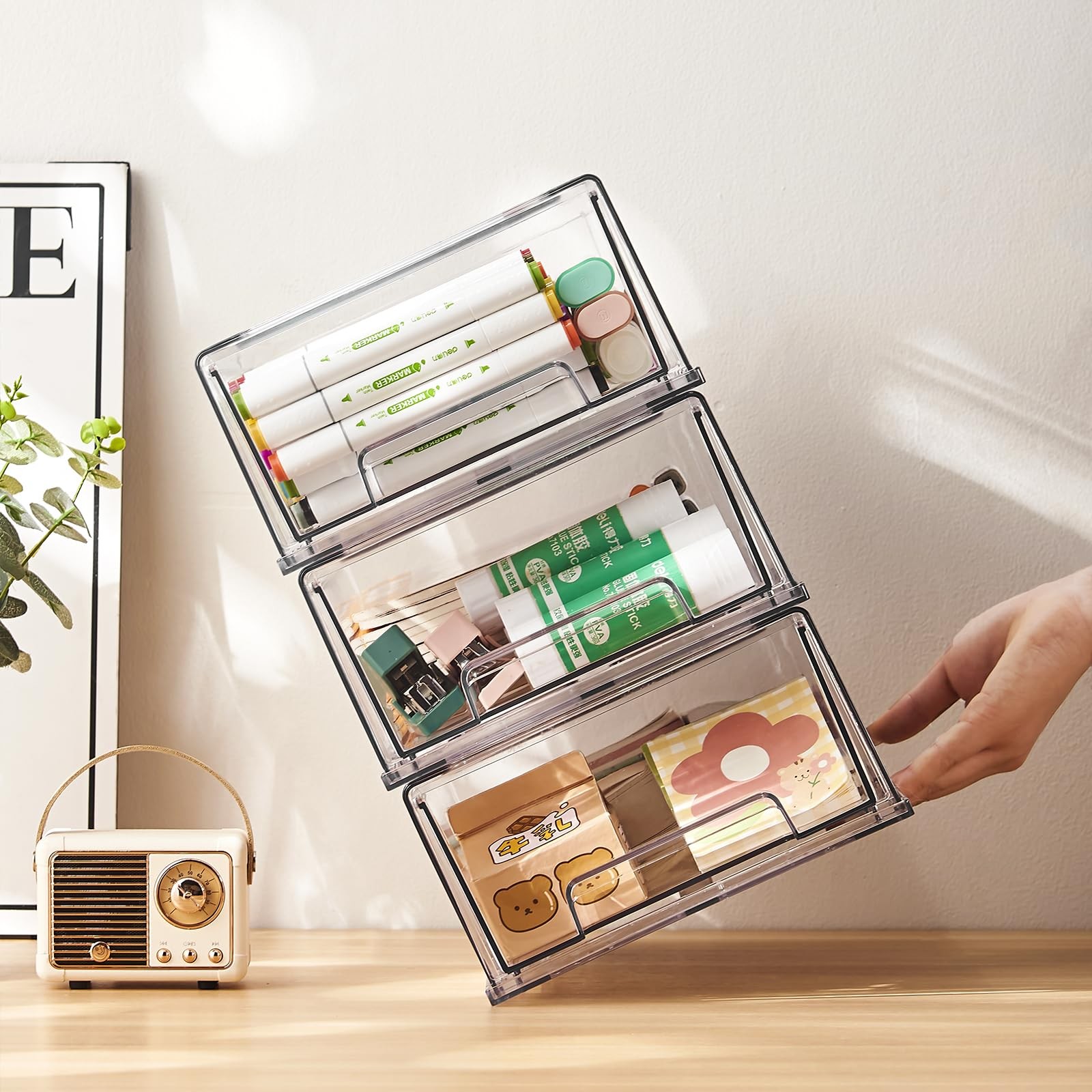 clear Drawer-Type Plastic Storage Box Bins Organizer，Family First Aid Kits Me…