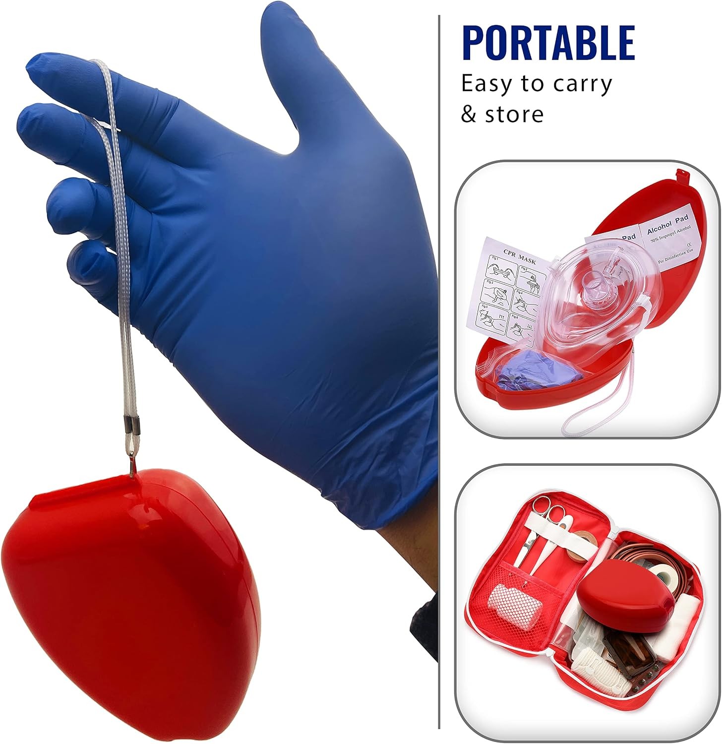 ASA TECHMED 5 Pack Medical CPR Rescue Mask, Adult Child Pocket Resuscitator, in