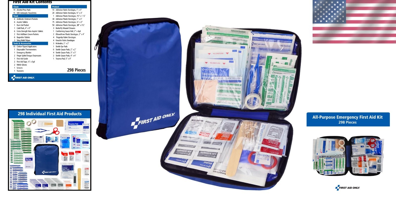 Comprehensive 299-Piece First Aid Kit for Home, Office, and Outdoor Safety