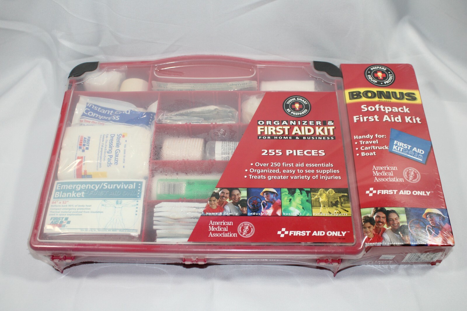 American Medical Association 255pcs First Aid w/ Bonus Travel Kit NEW SEALED!!!!