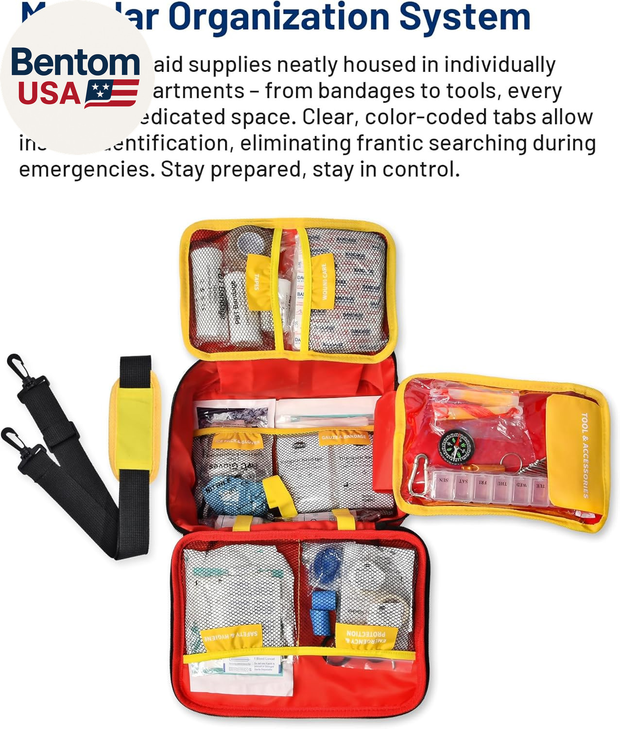 500 PCS First Aid Kit for Travel Camping Car Home Businesses, Well-Organized Eme