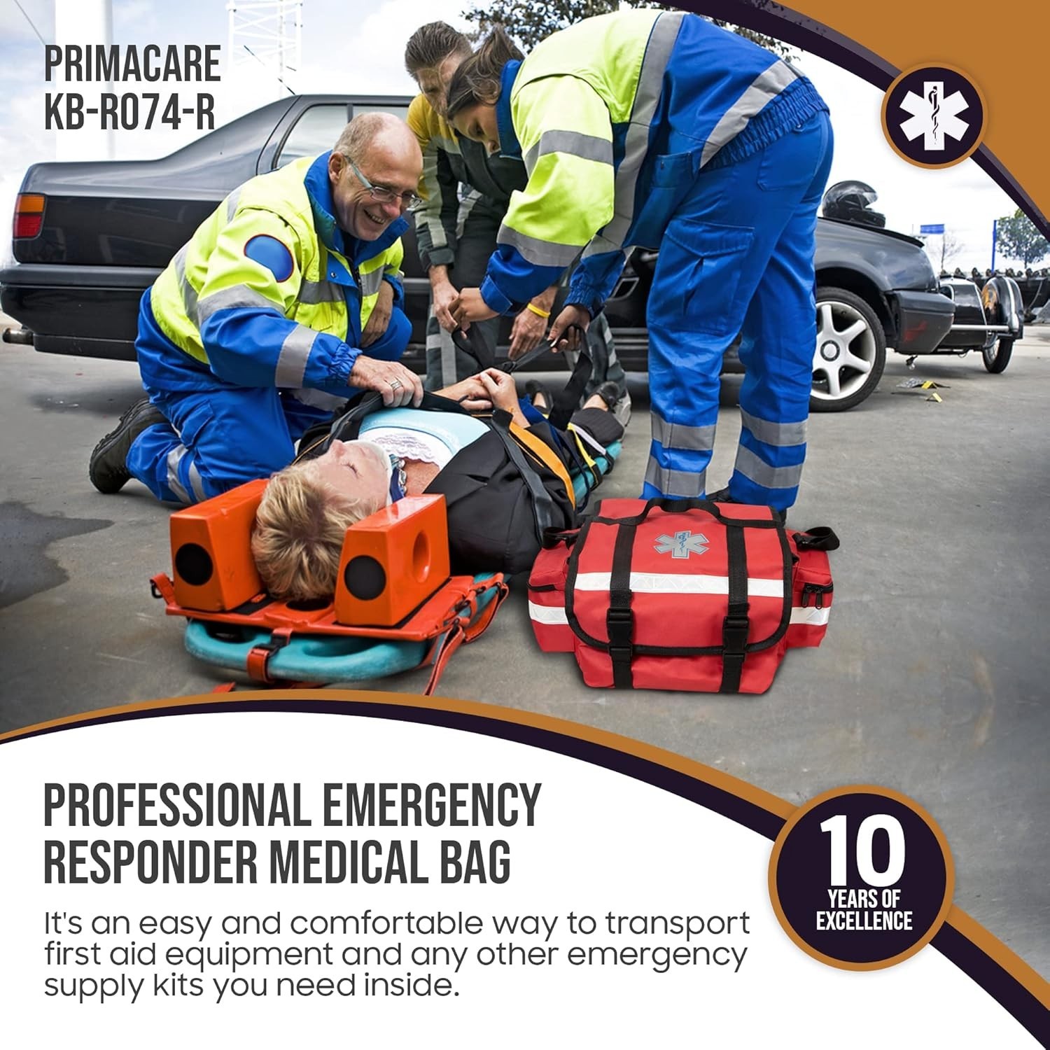 17" Professional Red First Responder Bag – Organized Compartments & Reflectivity