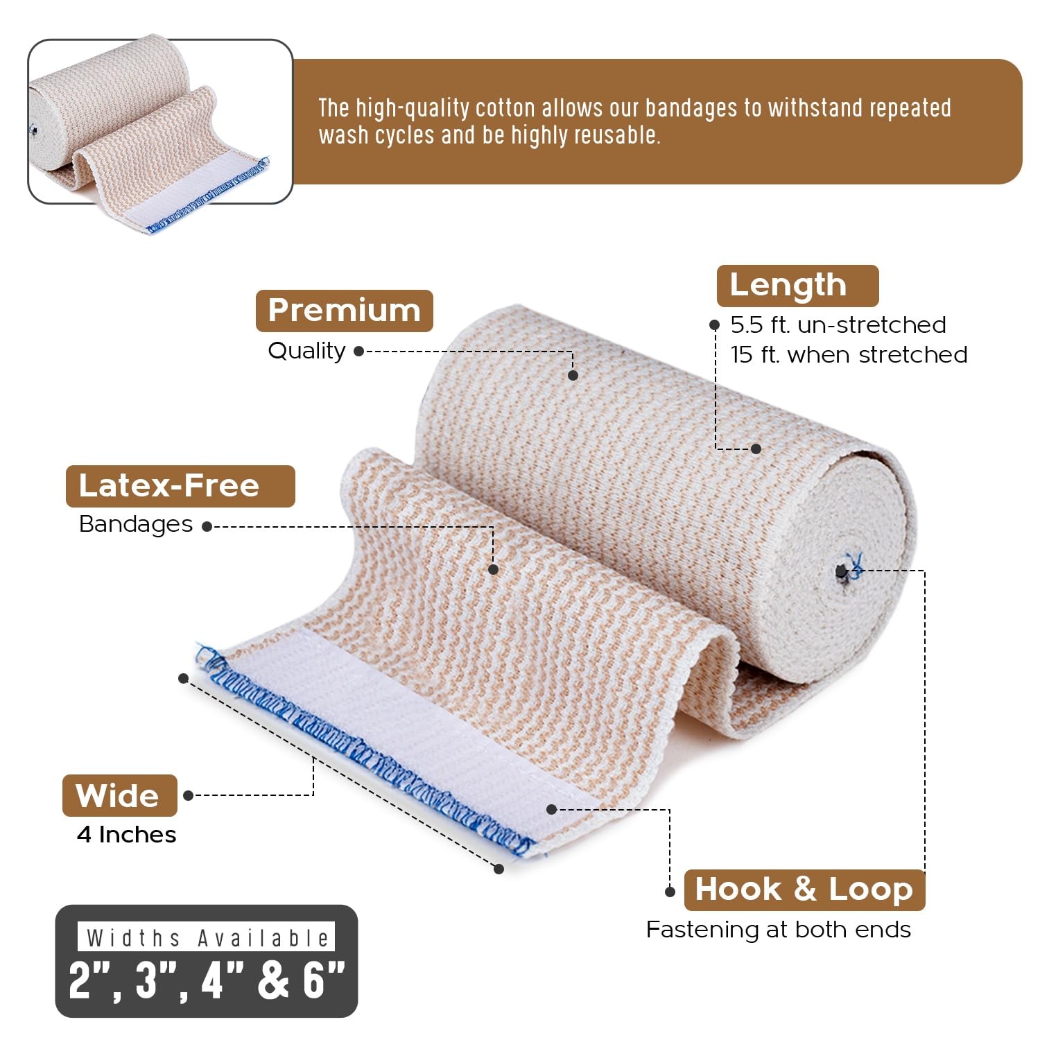 Premium Elastic Bandage Wrap (4” Wide, 6 Pack) – Nexskin Latex Free 6 Pack