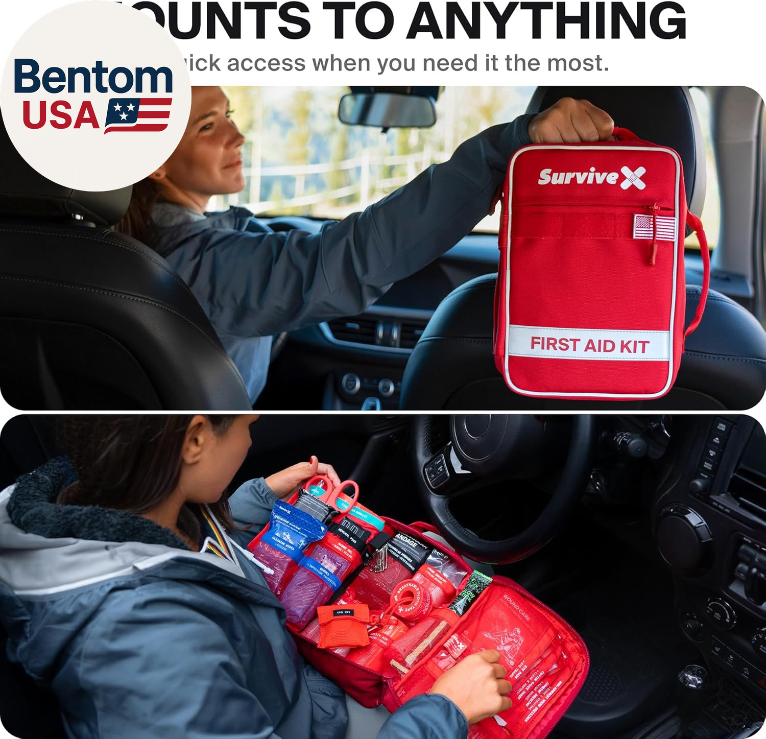 Large First Aid Kit for Car, Travel & Home – Emergency Kit for Hiking, Camping,