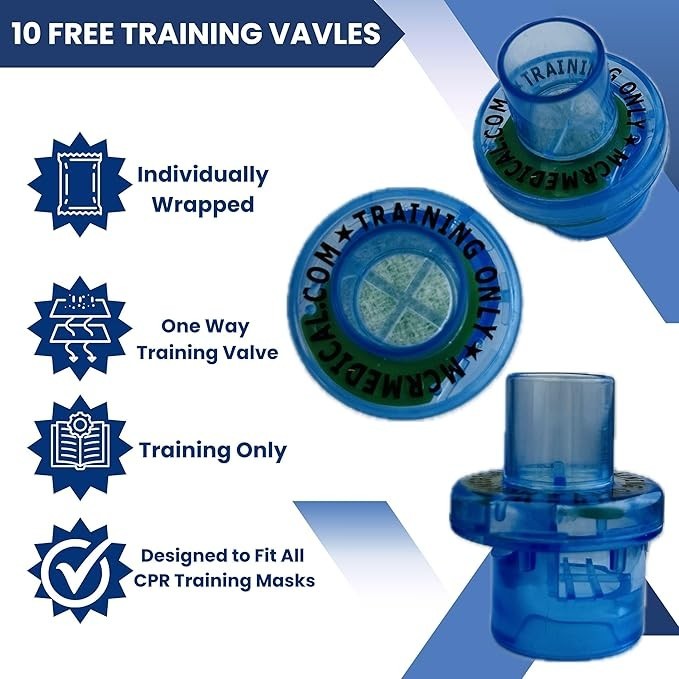 MCR Medical Combo Pack of CPR Training Masks, 5 Adult & 5 Infant with Valves