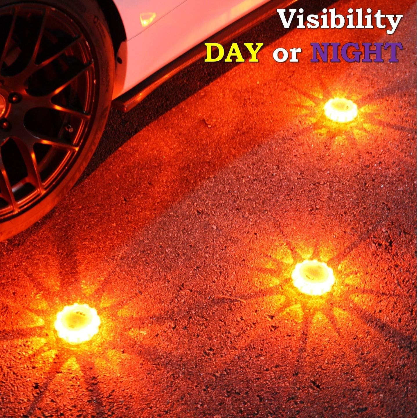 6-Pack LED Road Flares DOT Compliant Emergency Vehicle Lights w/ Batteries Case
