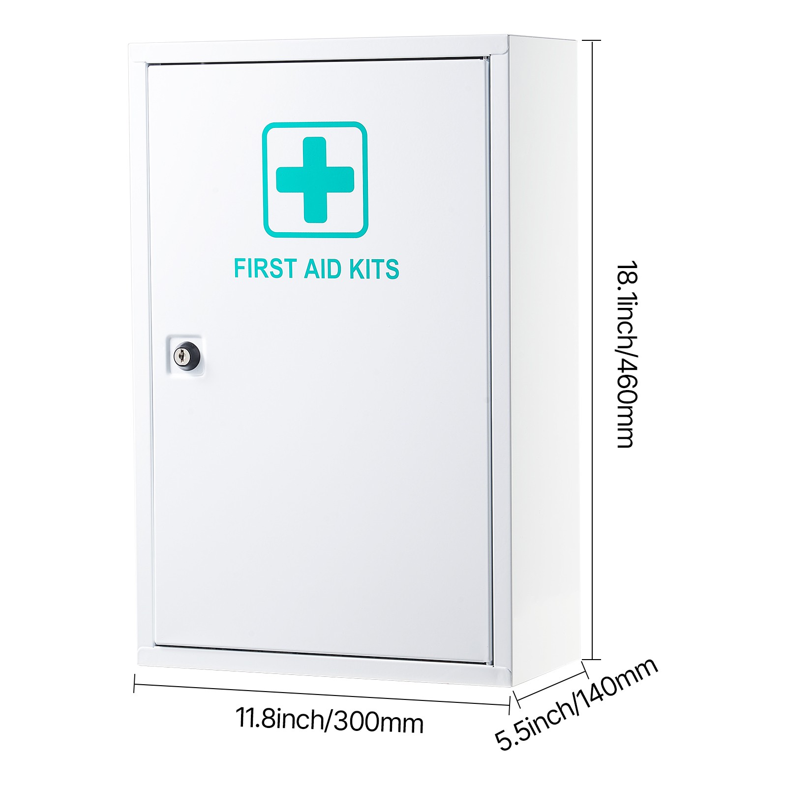 3-Shelf First Aid Cabinet Wall Mounted Medicine Cabinet Emergency Metal Med Box