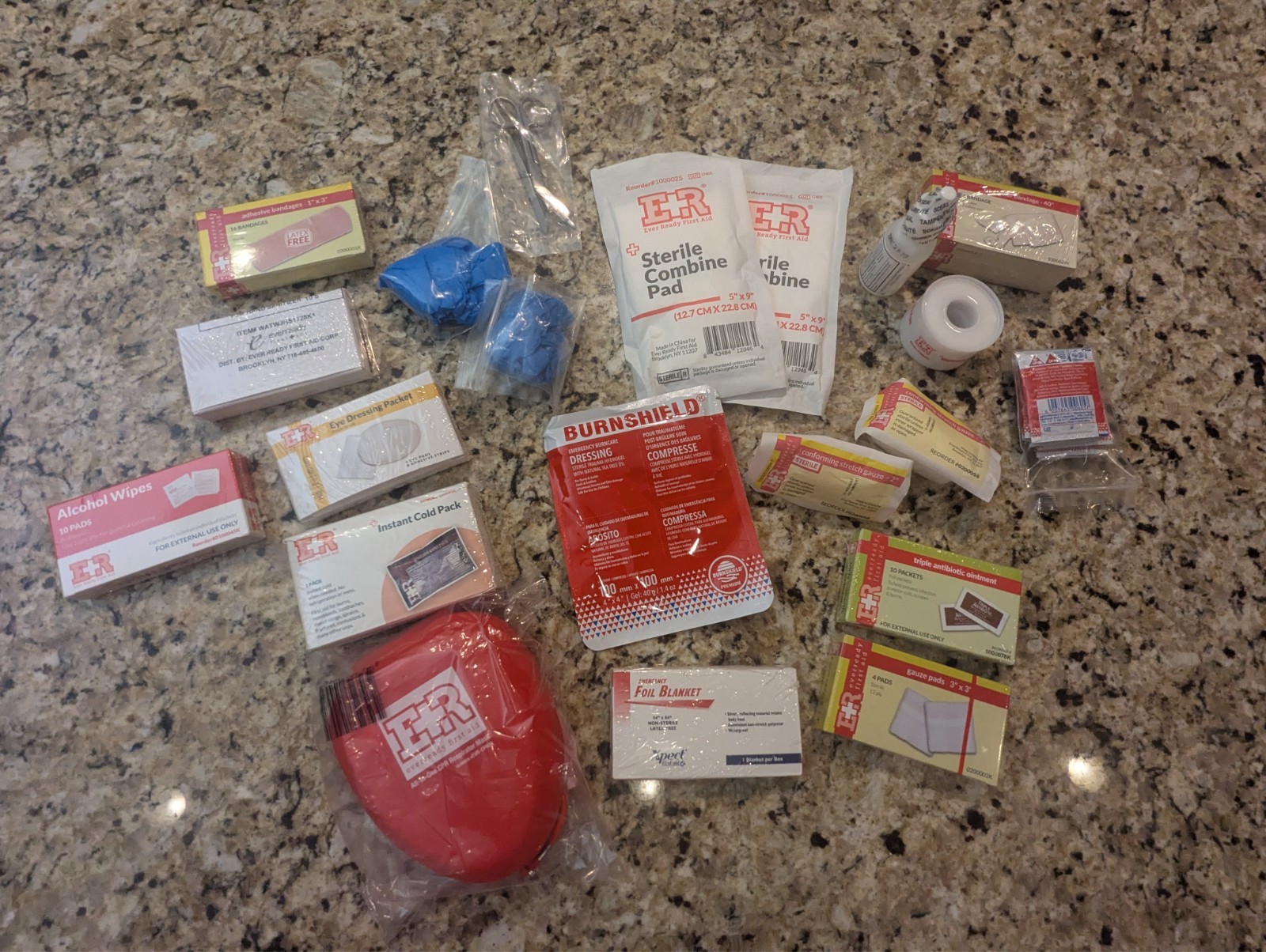 EverReady 21 Piece First Aid Kit Refill Set Gauze Bandages CPR Respirator Mask