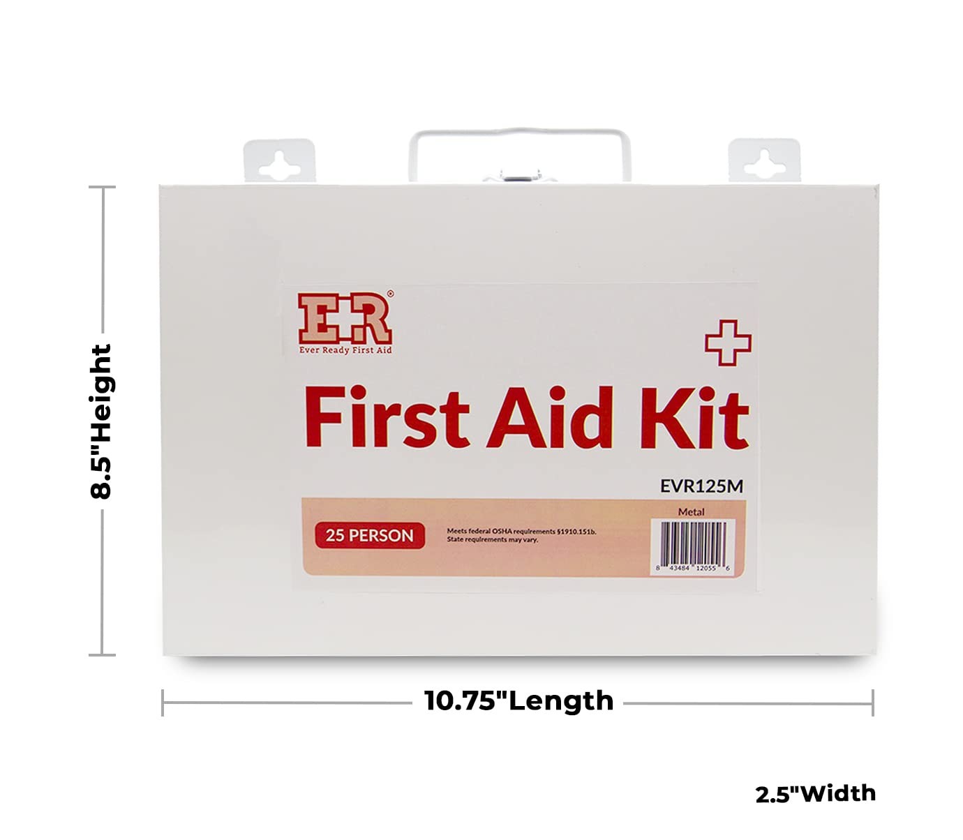 Ever Ready First Aid 107 Piece 25 Person Kit with Metal Case, OSHA…