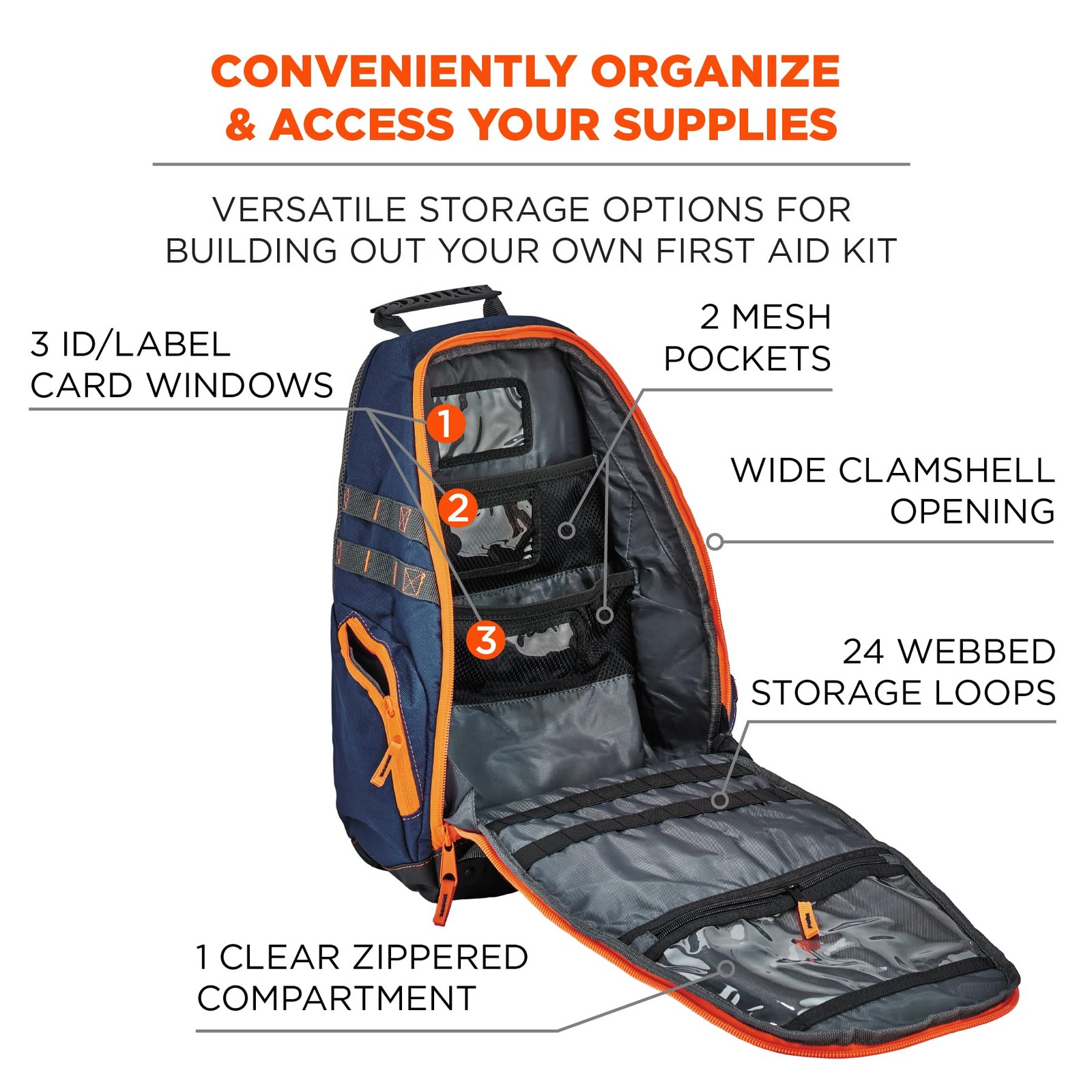 Trauma Backpack 14.5x5x20in 600D Polyester for EMS, Police, Firefighters