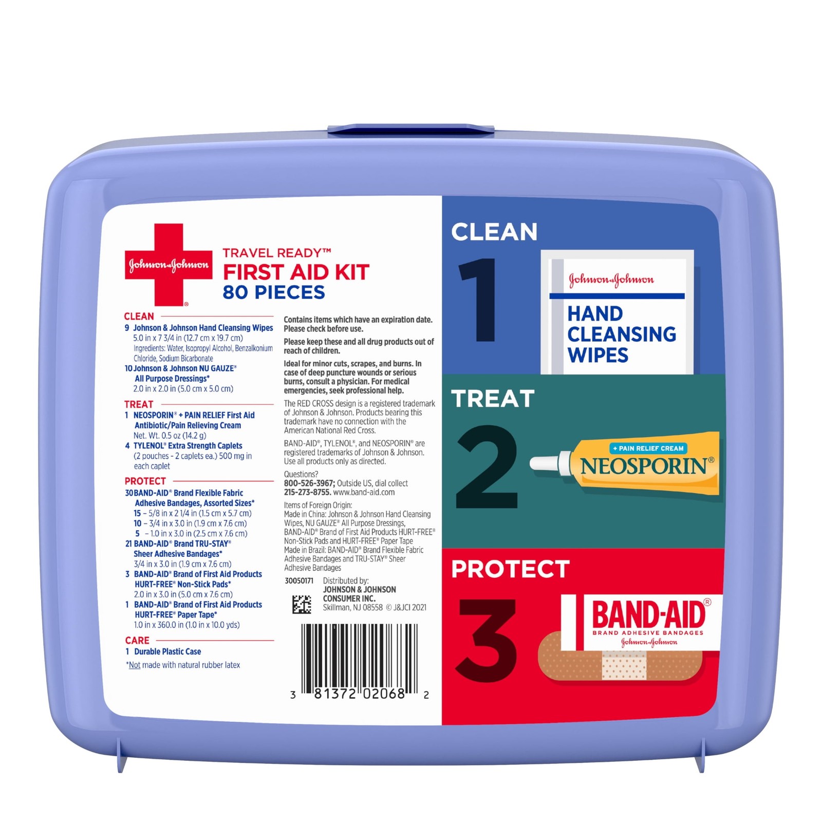 Band-Aid Brand Travel Ready Portable Emergency First Aid Kit, 80 Piece