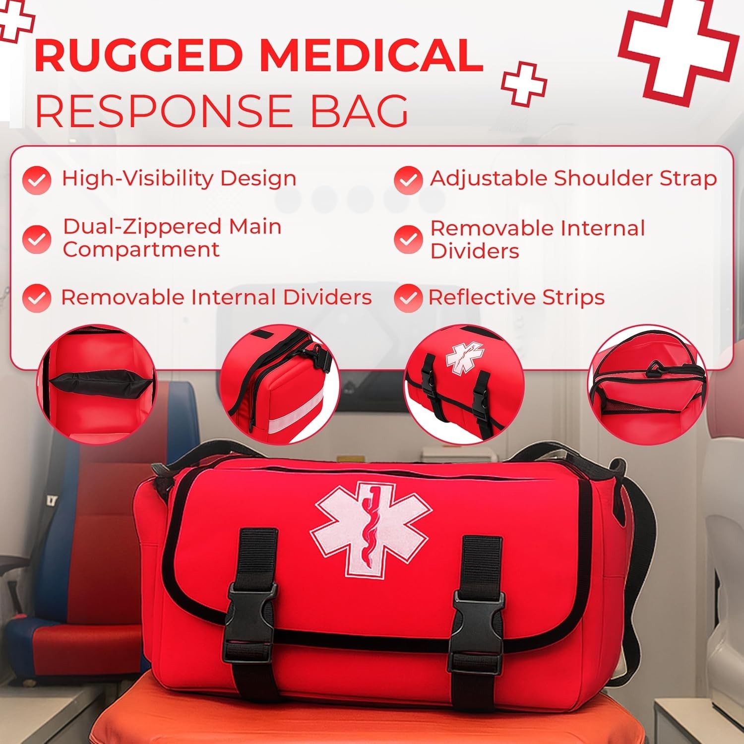 Fully Stocked EMT Trauma Bag – Tactical First Responder Medical Kit with Tourniq