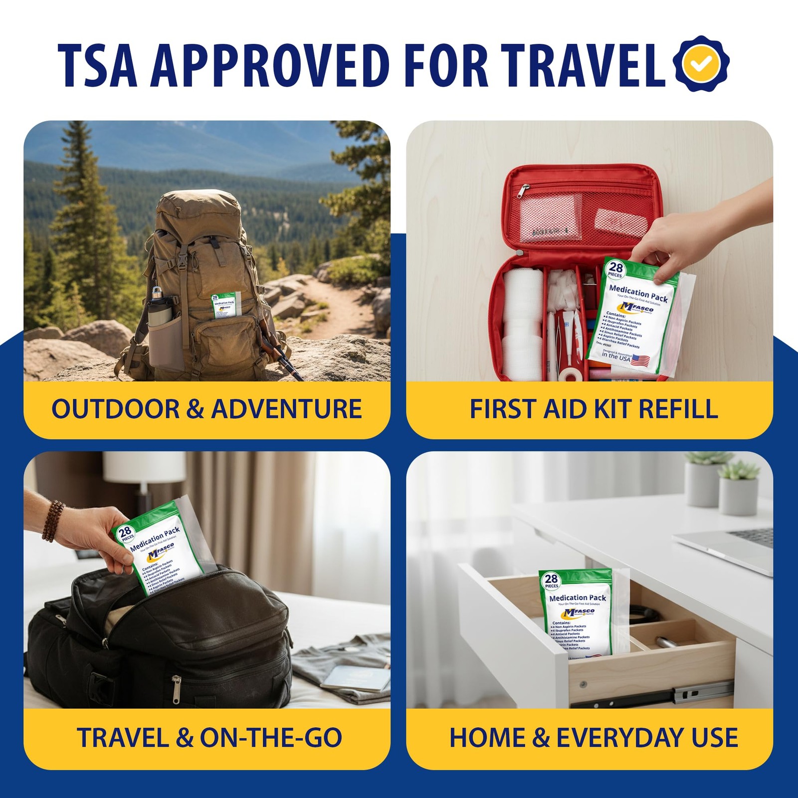 – 7 in 1 – Travel Size Medicine Kit – TSA Approved | 28 First Aid Emergency O…