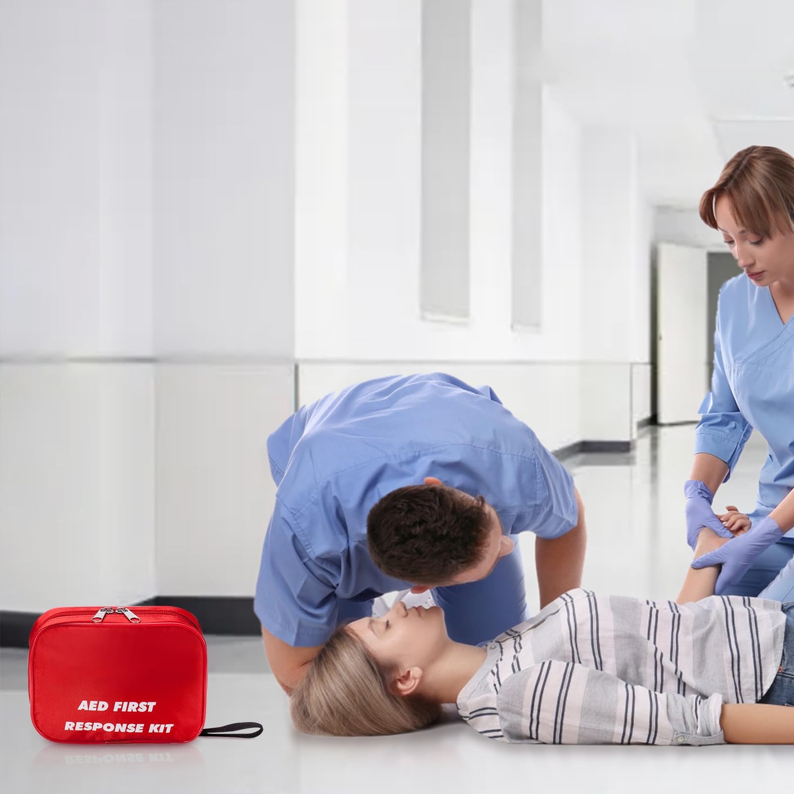AED First Kit with CPR, Gloves, Razor, Scissors, Gauze 1 Count (Pack of 1)