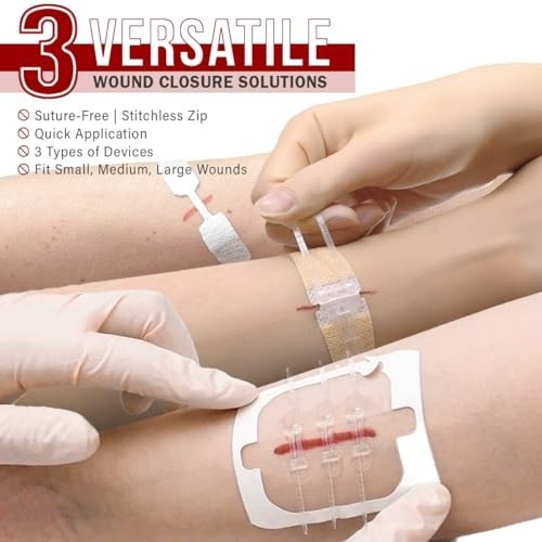 28 Pcs Wound Closure Kit – Suture-Free Zip Devices, Butterfly Bandages, Sterile