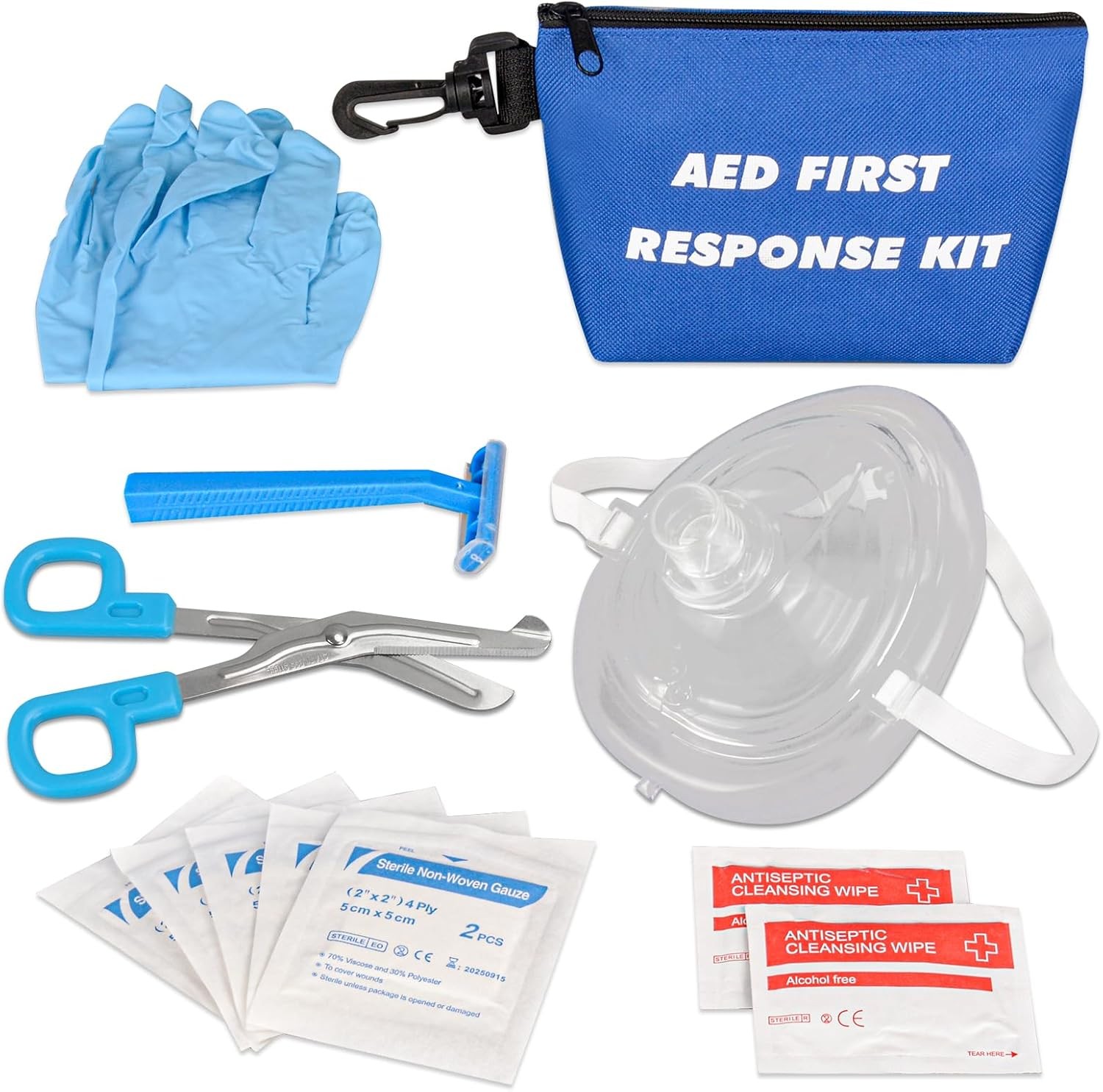 AED First Responder Kit CPR Rescue Mask Trauma Shears First Aid Emergency Bag