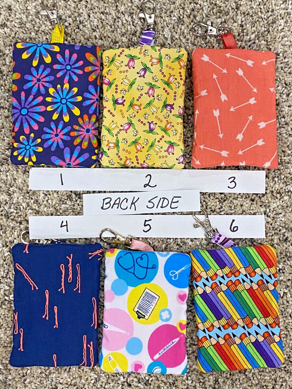Clip on Pouch Case Holder Auvi-Q Inhaler Gift Card Money Floral Arrow Nurse Penc