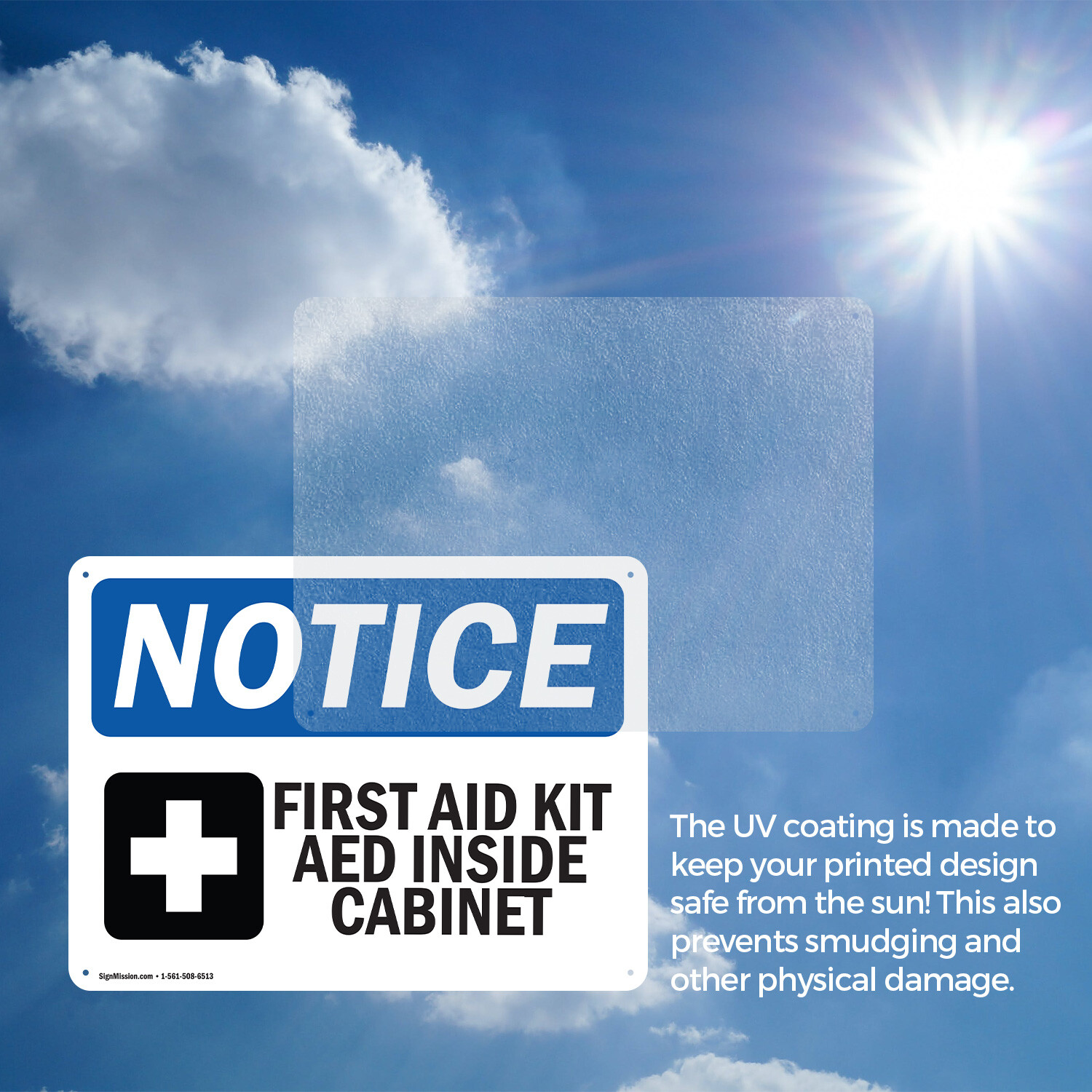 (2 Pack) First Aid Kit AED Inside Cabinet OSHA Notice Sign Decal Metal Plastic