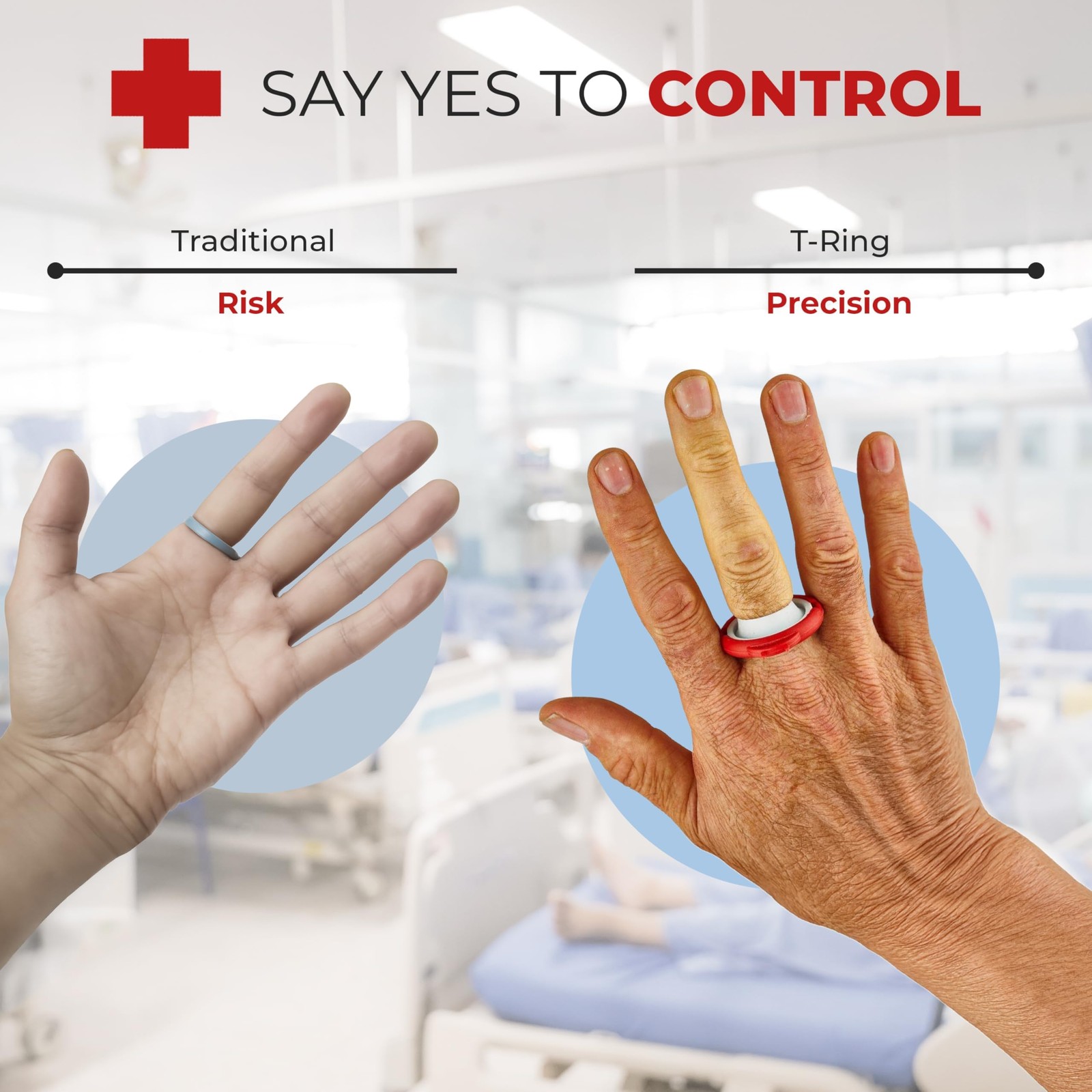 T-Ring Finger Cut Tourniquet in a Complete Wound 11 Piece Set, White and Red