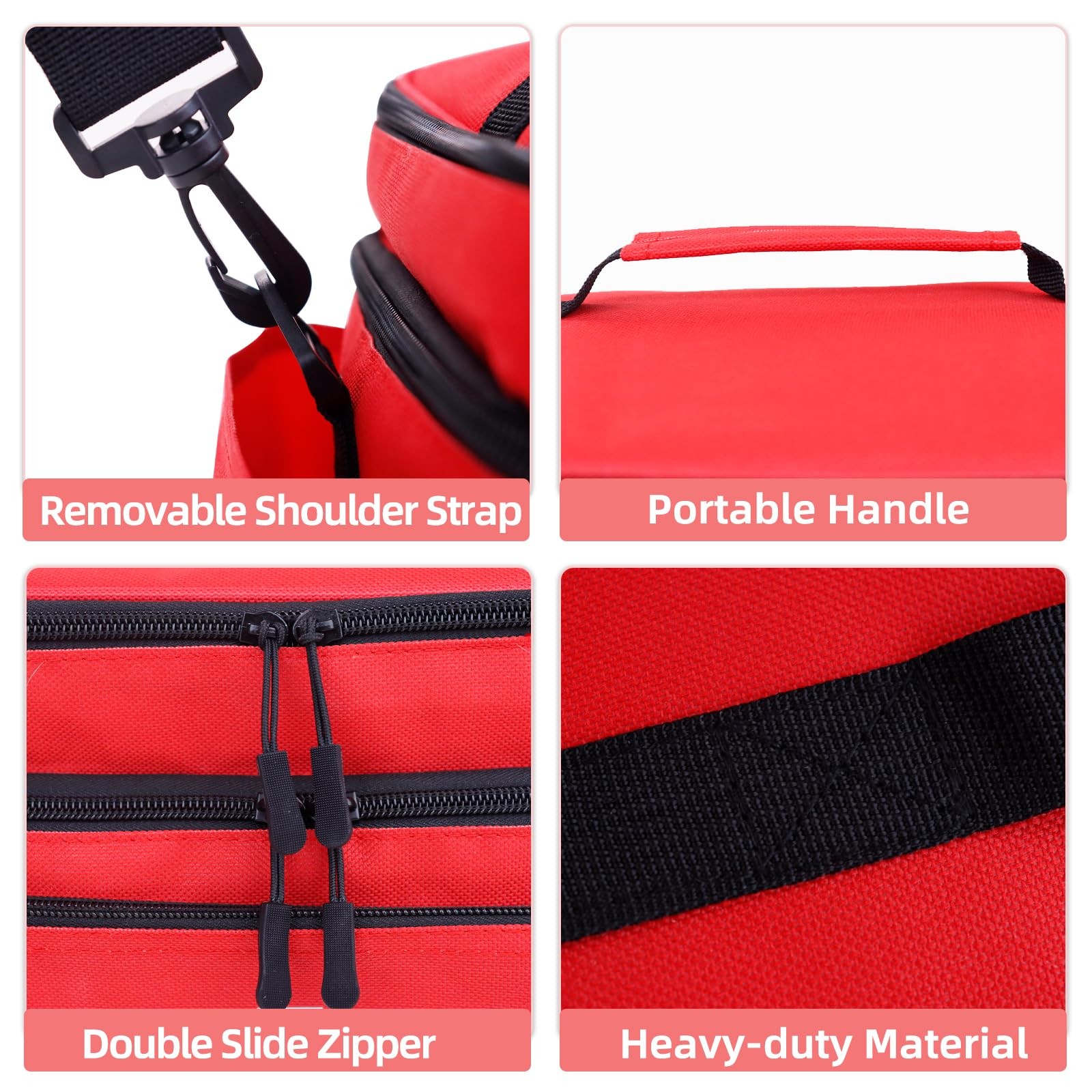 First Aid Bag Empty Large 2 Layer Medical Bag with Shoulder Strap 16”x 9½” x …