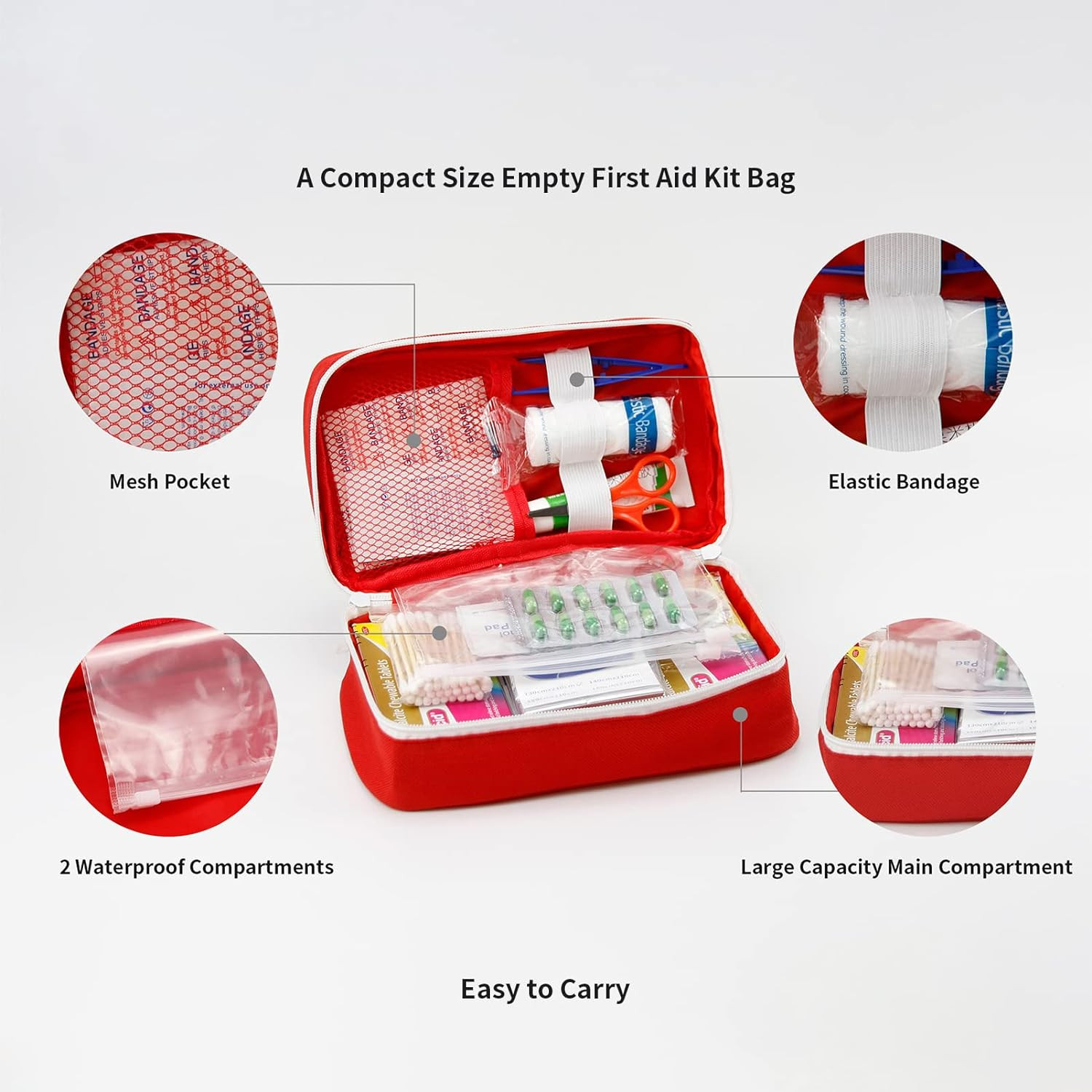 Portable Empty First Aid Kit Bag, Travel Medicine Pouch, Small Medical Bag (Blue