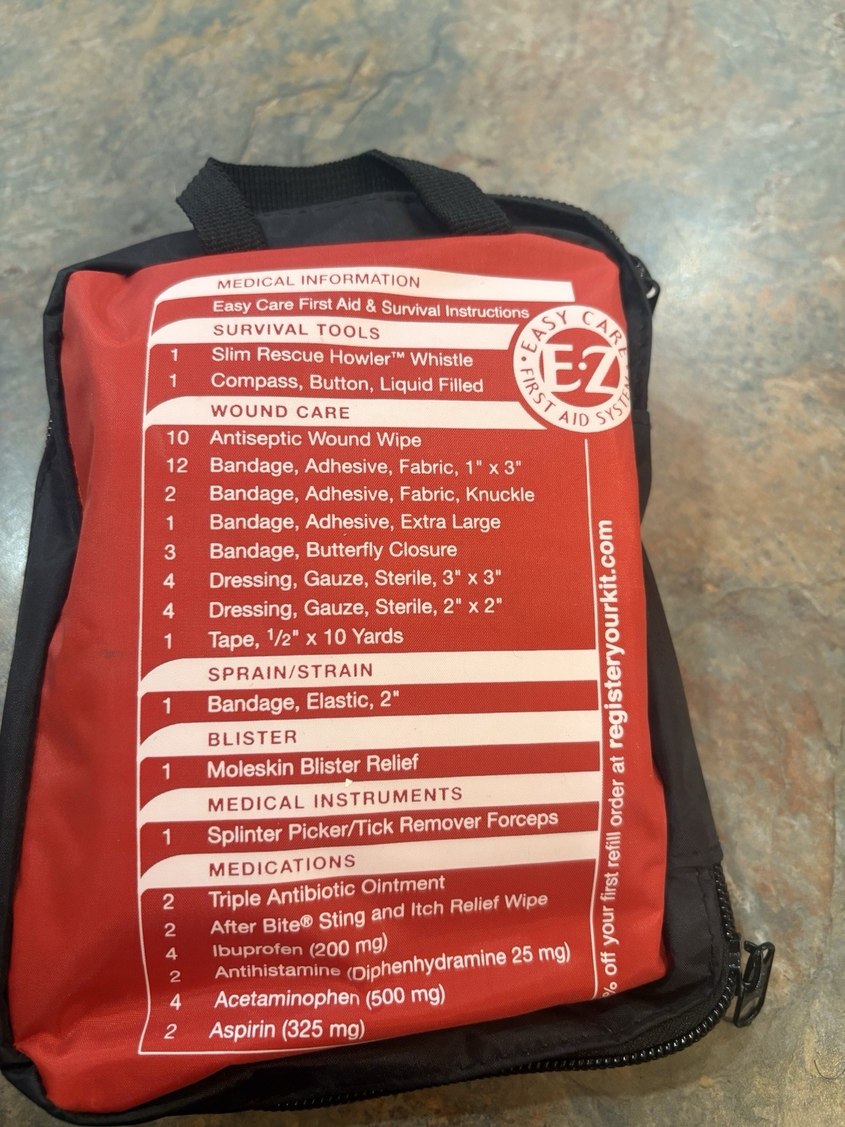 Adventure Medical Kits First Aid 1.0 Set Portable Emergency Whistle Compass