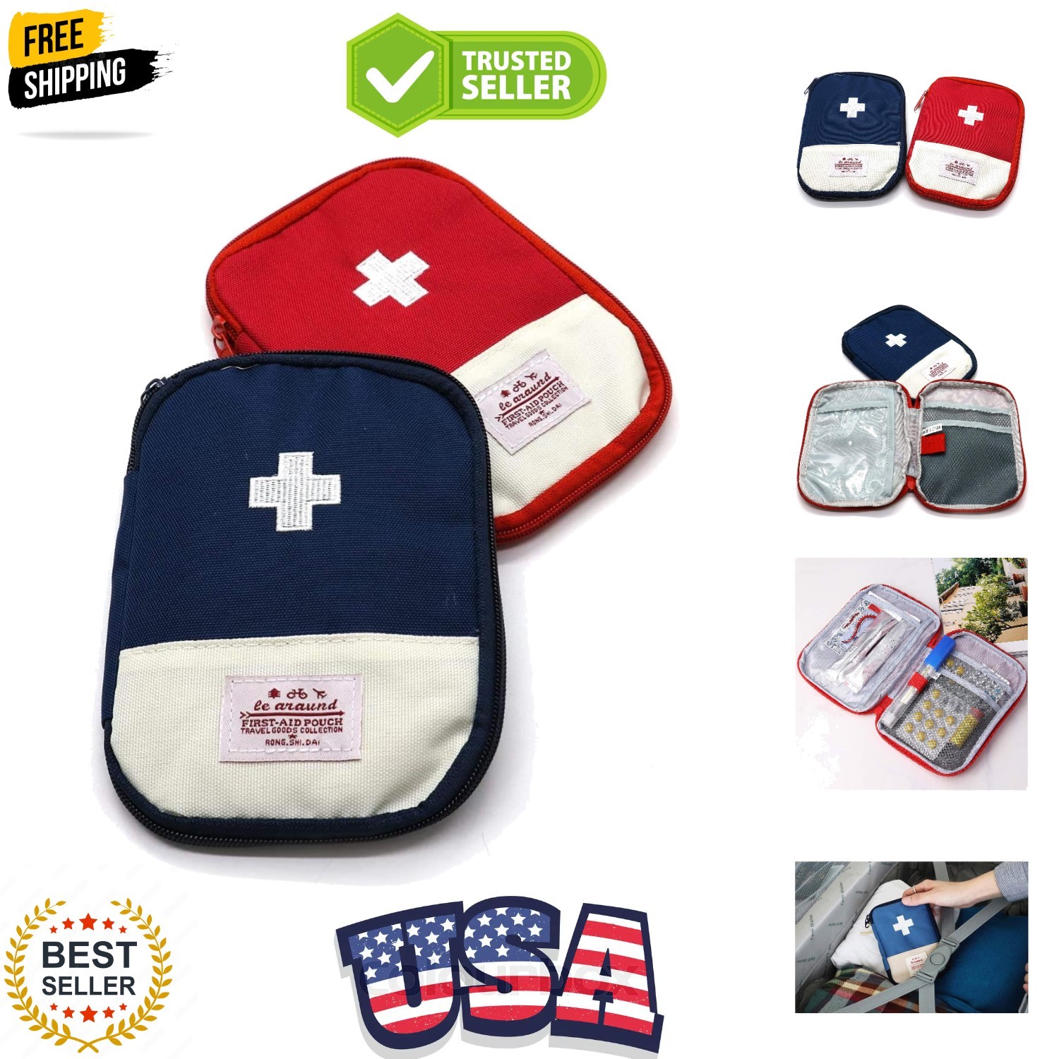 First Aid Bag – First Aid Kit Bag Empty for Home Outdoor Travel Camping Hikin…