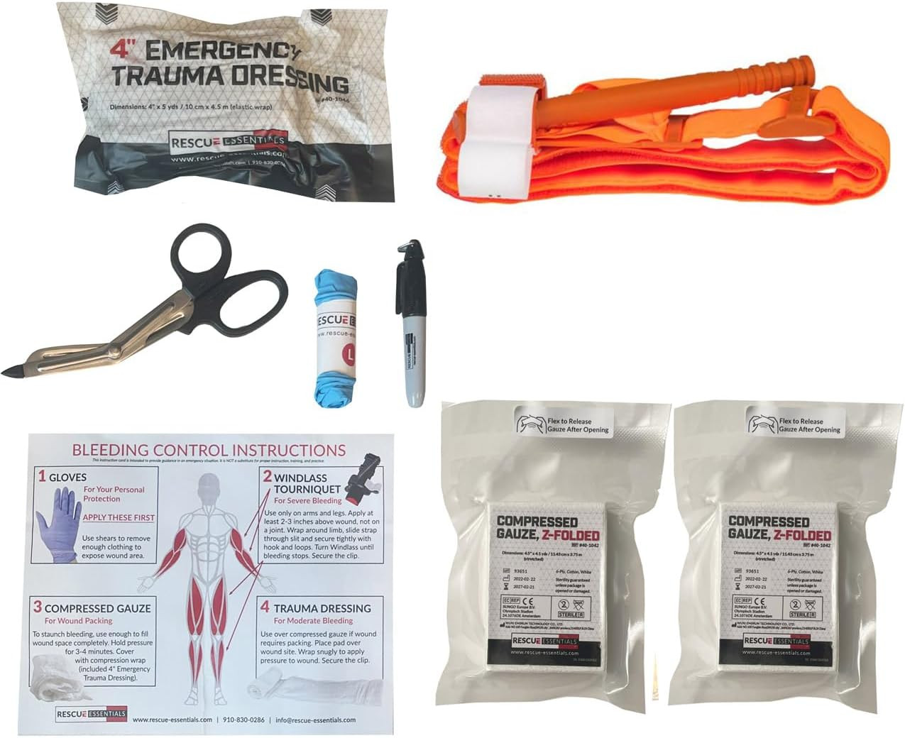 Stop the Bleed Kit – Dual Treatment for Trauma with Tourniquet, Gauze, Pressure