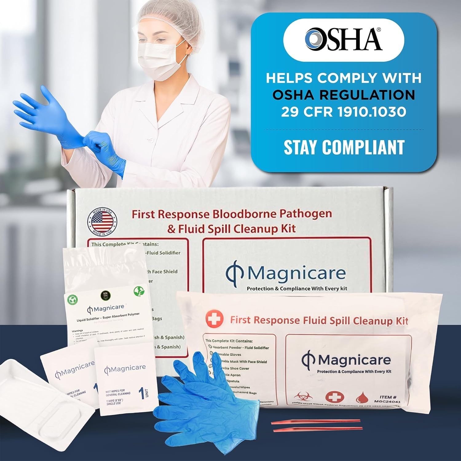 First Response Spill Kit – Be OSHA Compliant | Bloodborne Pathogen & Vomit Cl…