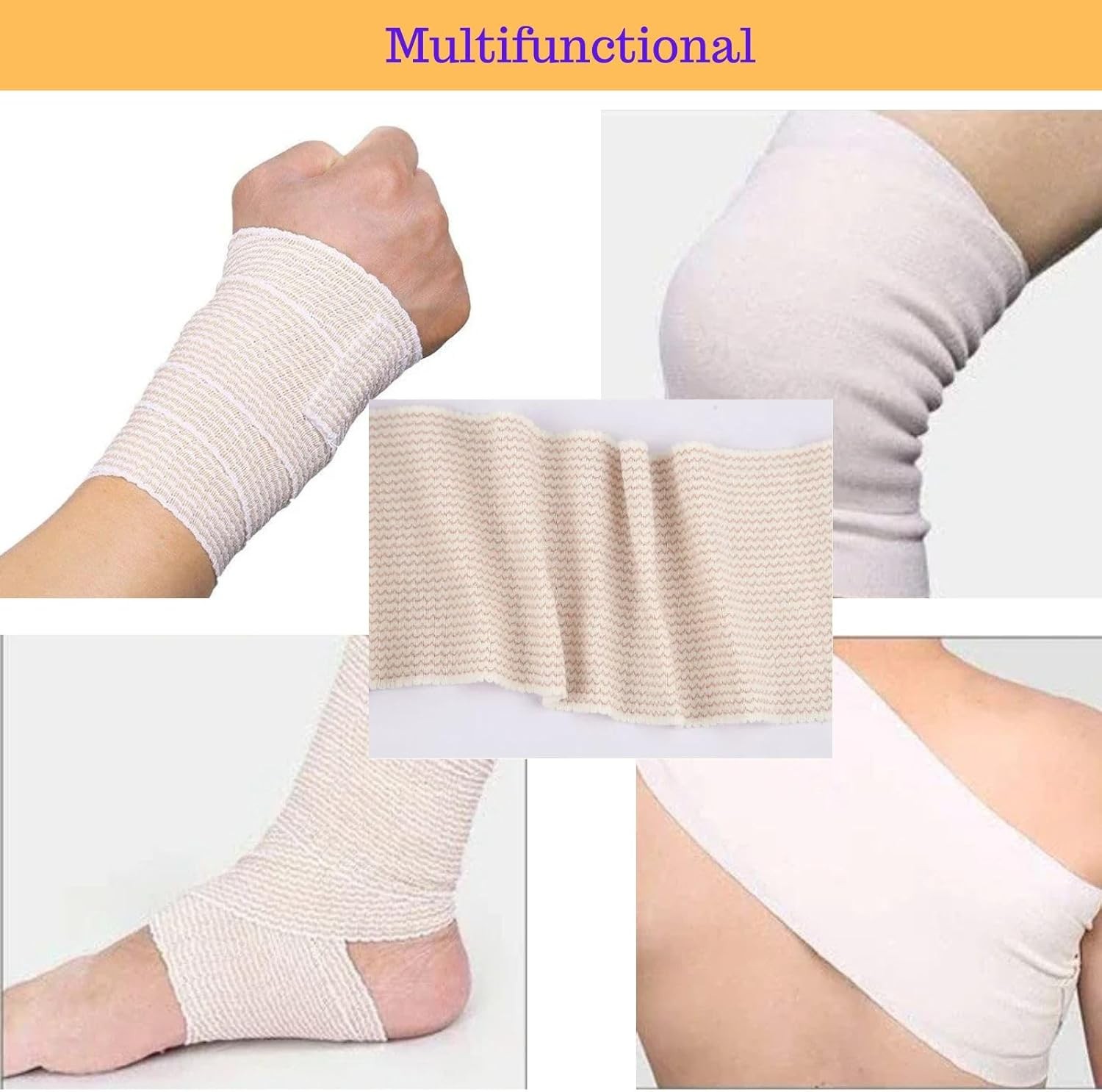 Premium Elastic Bandage Wrap 6 inch 4 Pack Reusable 6” Wide 4