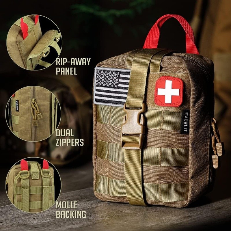 250 PCS First Aid Survival Kit Emergency Outdoor Medical Supplies Molle Pouch US