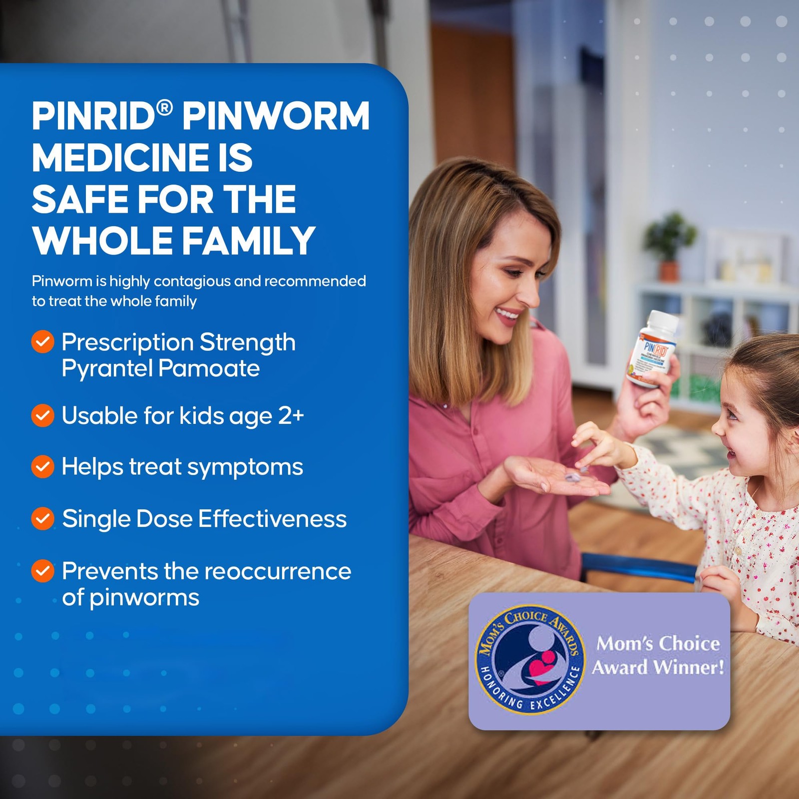 Pinworm Medicine for Family 2+, Bubble Gum Chewable Tablets 12 Doses 250mg …