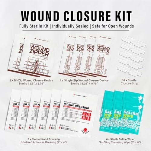 28 Pcs Wound Closure Kit – Suture-Free Zip Devices, Butterfly Bandages, Sterile